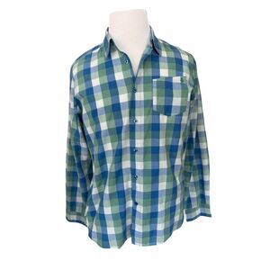 Volcom Men's Blue Green Plaid Casual Cotton Workwear Button‎ Down Shirt L